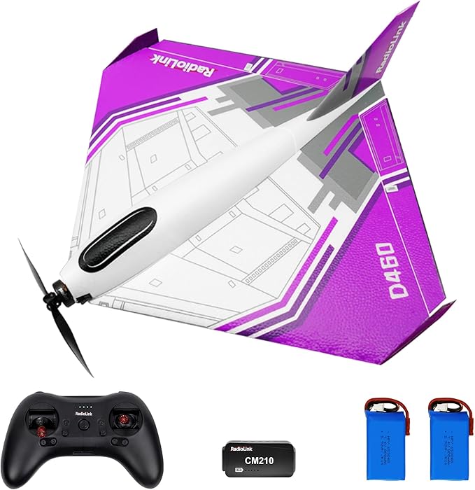 Radiolink D460 Ready to Fly RC Airplane with Byme-DB Gyro Stabilizer FC, Brushless Motor 15A ESC RTF Remote Control Plane 3 Flight Modes for Beginner, Voltage Telemetry Aircraft for Adults