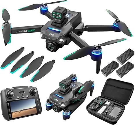 Drones with Camera for Adults 4K, GPS UHD Drone, 5G Remote Controller with Screen, One Key Return, Dual Camere, 3rd Gear Speed, Optical Flow Mode and Obstacle Avoidance, Drone for Beginners (Black)