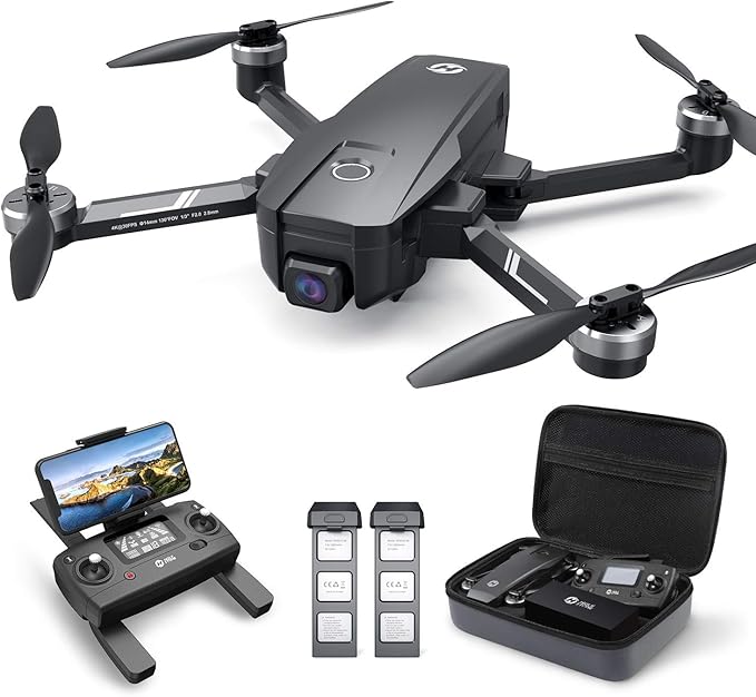 Holy Stone HS720E Drone with Adult Camera 4K, Integrated Remote ID, 2 Batteries, 46 Minutes Flight Time, 5GHz FPV Brush Transmission, 130° FOV EIS Camera with 4K/30FPS Video, Motorless, Auto Return, F