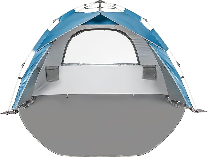 Beach Sun Shade Pop Up, Easy Pop Up Sun Shelter, Removable Floor Instant Beach Tent, UPF 50+, Size XL for Family 3 to 4 Person