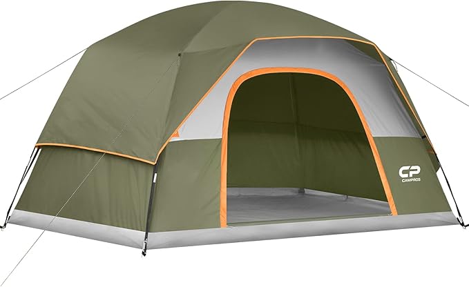 CAMPROS CP Tent 3/4/6/8 Person Camping Tents, Waterproof Windproof Family Dome Tent with Rainfly, Large Mesh Windows, Wider Door, Easy Setup, Portable with Carry Bag