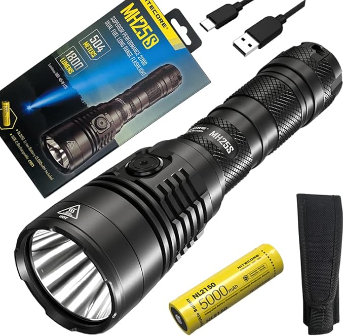 Nitecore MH25S Superior Performance Dual Fuel Long Range Flashlight, with Eco-Sensa Type-C USB Charging Cable