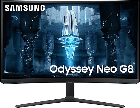 SAMSUNG 32" Odyssey Neo G8 4K UHD 240Hz 1ms G-Sync 1000R Curved Gaming Monitor, Quantum HDR2000, AMD FreeSync Premium Pro, Matte Display, Ultrawide Game View, DisplayPort, Black & White