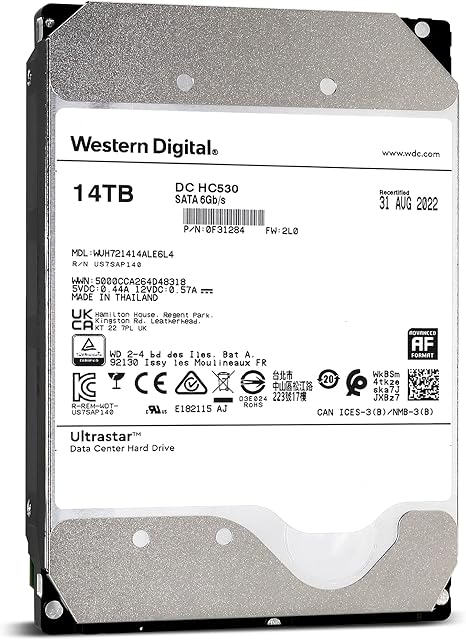 WD Ultrastar DC HC530 14TB 7200RPM SATA 6Gb/s 3.5-inch Enterprise HDD - WUH721414ALE6L4 (Renewed)