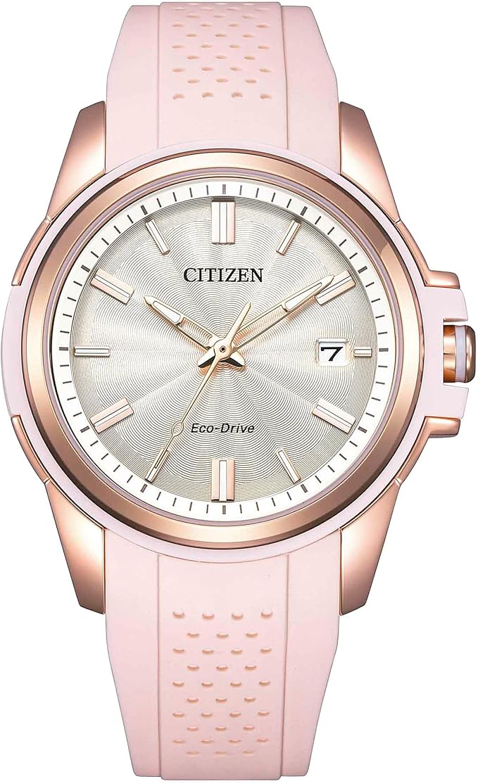 Citizen Women's Eco-Drive Weekender Sport Casual, Rose Gold-Tone Stainless Steel Watch, Pink Silicone Strap, White Dial (Model: FE6138-05B)