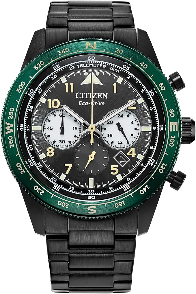 Citizen Men's Eco-Drive Weekender Sport Casual, Black Stainless Steel Bracelet Watch, Chronograph (Model: CA4555-81E)