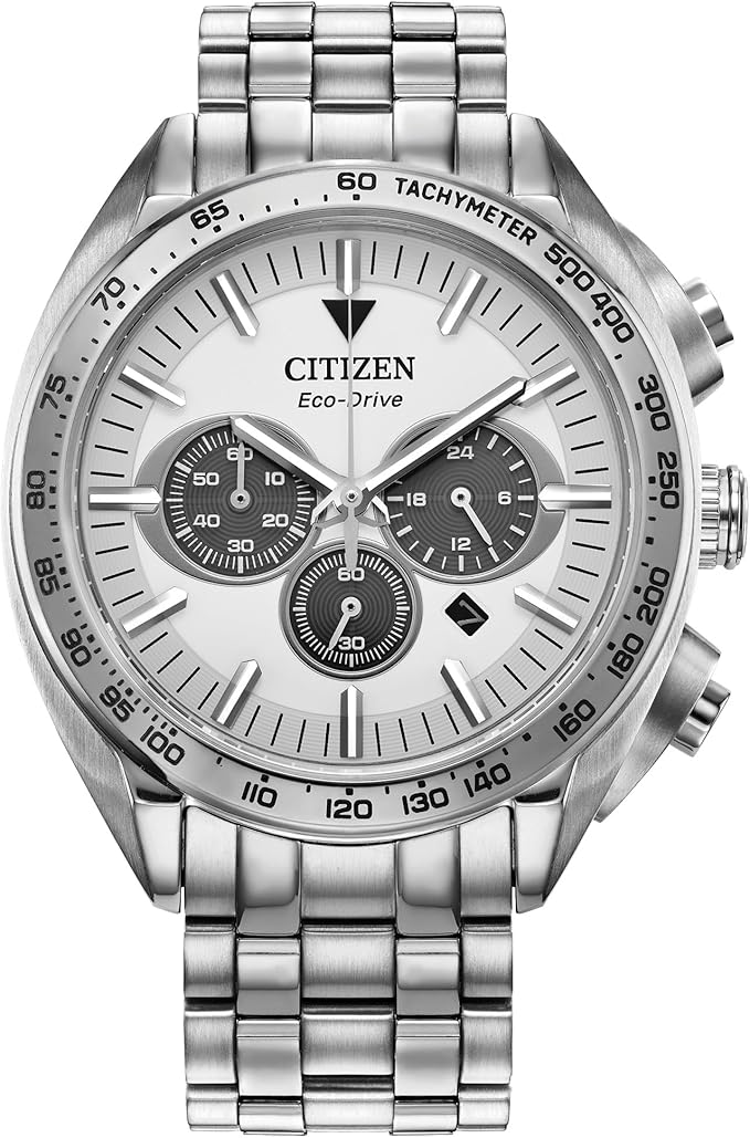 Citizen Men's Eco-Drive Sport Luxury Carson Watch, Stainless-Steel Bracelet and Case, Chronograph (Model: CA4540-54A)