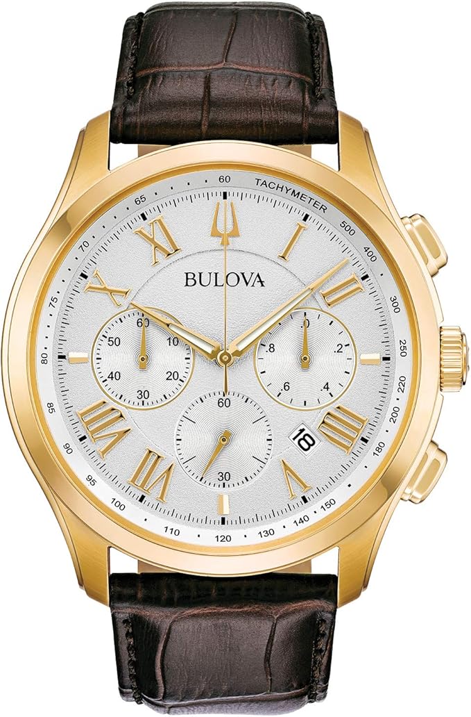 Bulova Men's Classic Wilton Brown Leather Strap Watch | 46.5mm | 97B169