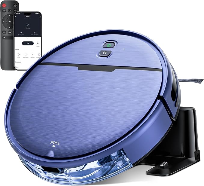 Robot Vacuum and Mop Combo, 2 in 1 Robot Vacuum Cleaner with WiFi/App, Smart Robotic Vacuums with Strong Suction, Schedule, Self-Charging, Slim, Quiet, Ideal for Hard Floor, Pet Hair, Low Pile Carpet