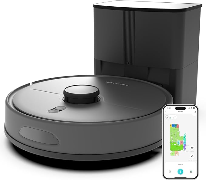 Robot Vacuum and Mop Combo, 6000Pa Strong Suction, Self-Emptying Dock, 90-Day Hands-Free, LiDAR Navigation, Smart Mapping, WiFi/App/Alexa, Robotic Vacuum for Pet Hair, Hard Floors & Carpets
