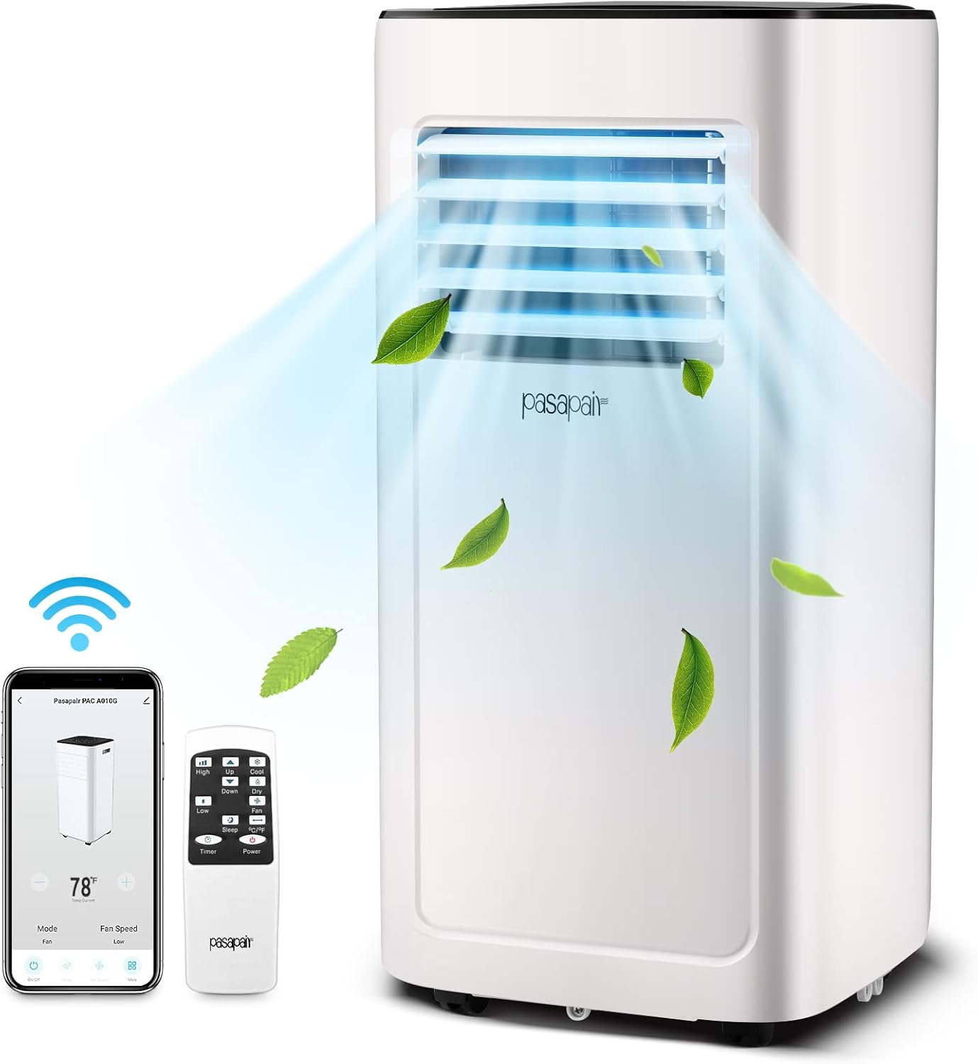 Portable Air Conditioner – Pasapair 8000BTU WIFI AC Unit with App for Room Cooling, Dehumidifier, Fan, Sleep Model 4-in-1 - Space-Saving, Efficient and Energy-Saving