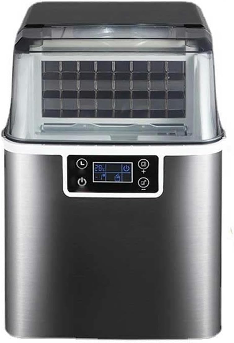 AMNOOL mdlian Portable Ice Maker Machine Commercial Household Ice Machine Manual Bottled Water Countertop Electric Maker Machine, 36*37.1cm, Gray