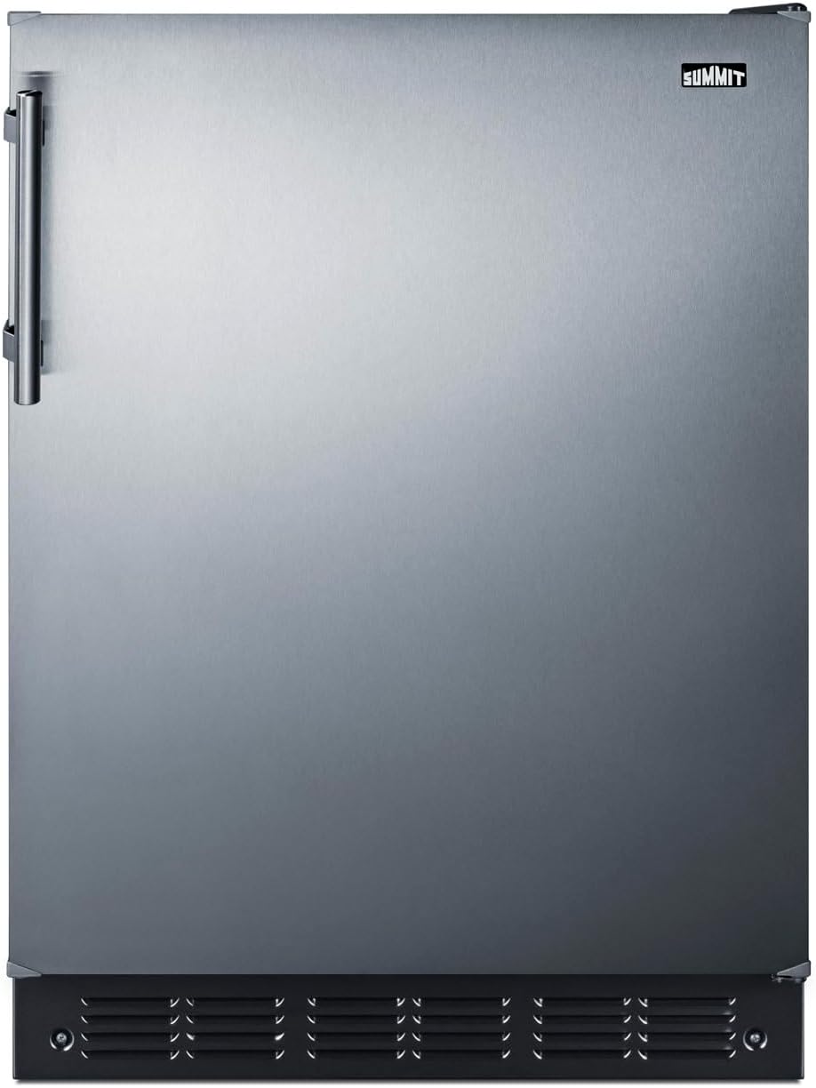 Summit 24" Refrigerator-Freezer, Peak24 Undercounter Fridge, 5.0 cu.ft. Capacity, Stainless Steel/Black- CT66BK2SS