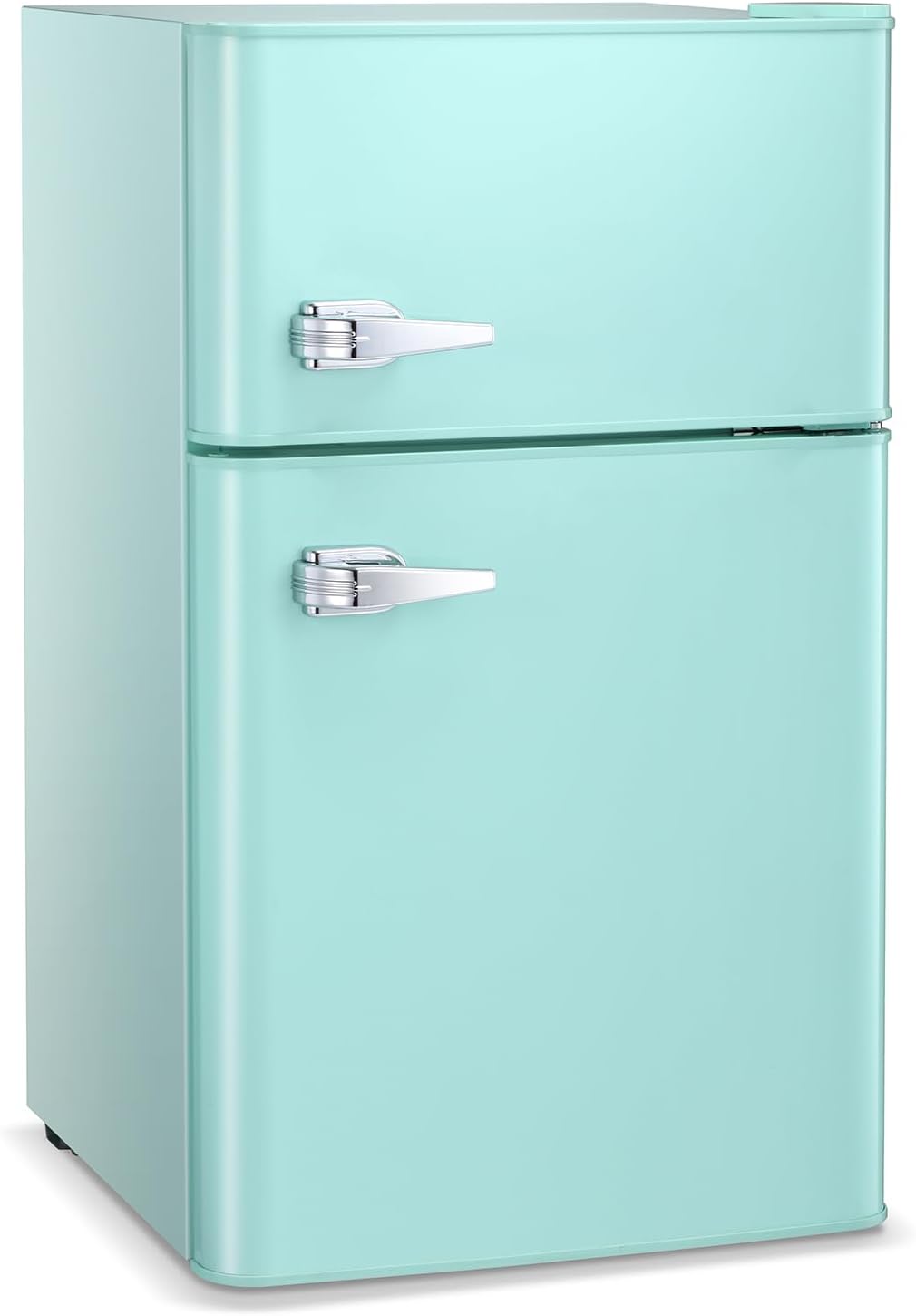 Joy Pebble Small Fridge with Freezer,3.2 cu.ft Compact Refrigerator with Freezer,Mini Fridge for Bedroom, Dorm or Apartment with Adjustable Removable Glass Shelves,Green