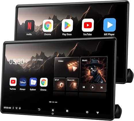 15.6 inch 4K Android Car TV Headrest Monitor for Cars Back seat Rear Entertainment System, Support Wireless Phone Link Touch Screen,with WiFi/Bluetooth/HDMI/USB/Video Player 2G+32G (2PCs)