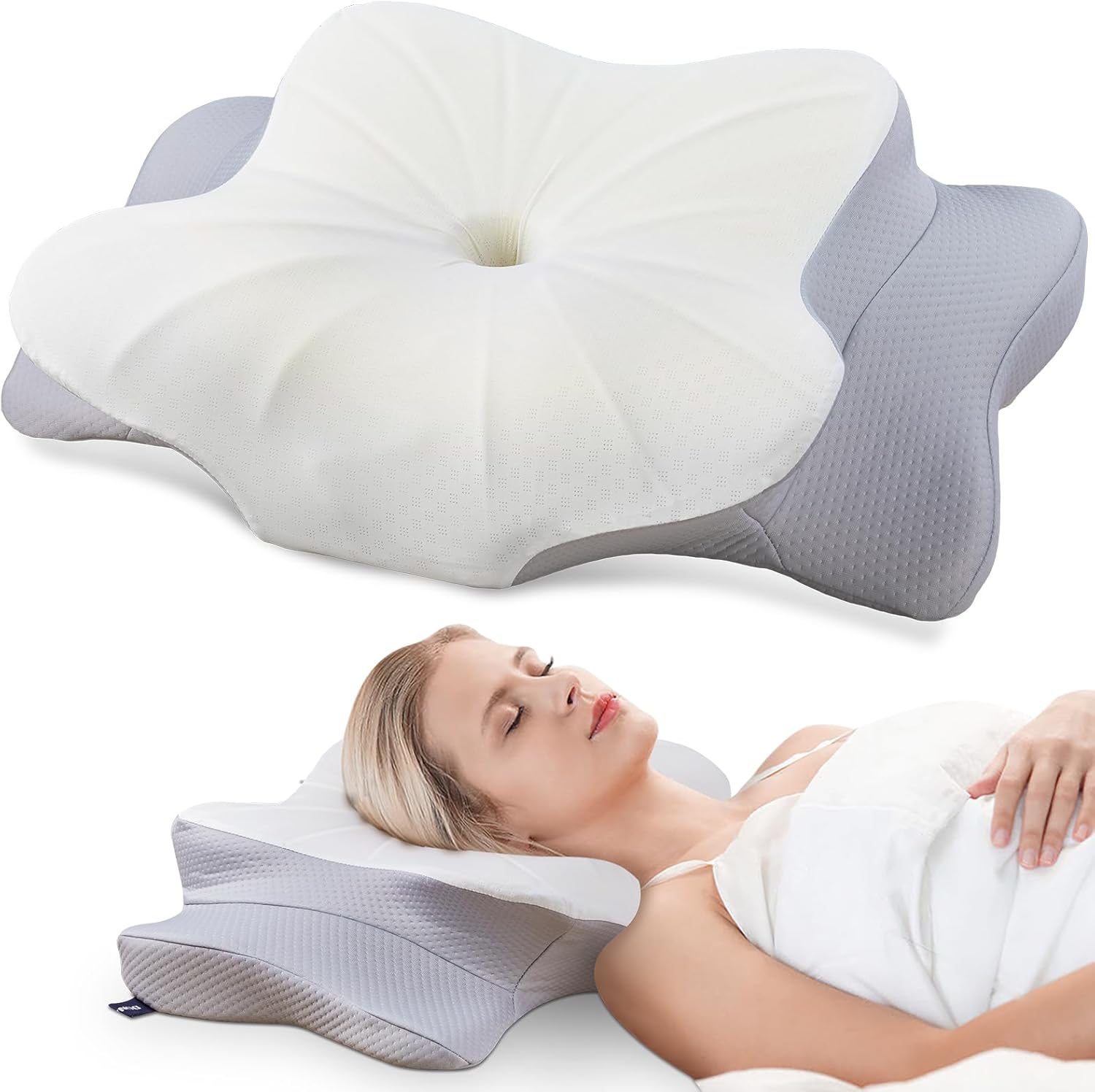 DONAMA Neck Pillow: Suitable for the neck and shoulders, featuring contour memory foam pillows, ergonomically designed neck support pillows, suitable for side-back abdominal sleepers, with pillowcases