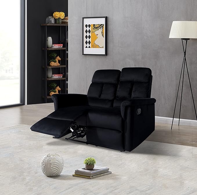 2-seat Reclining Sofa Black is Suitable for Living Room, Office and Bedroom