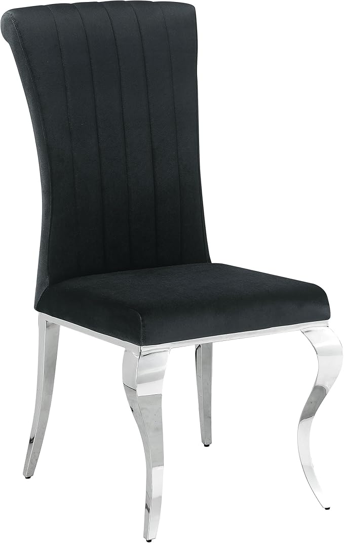Coaster Home Furnishings - Betty - Velvet Upholstered Dining Chair Set - Armless Side Chair with Curved Metal Legs and Tufted Upholstered Backrest - Dining Room - Set of 4 - Black-105072