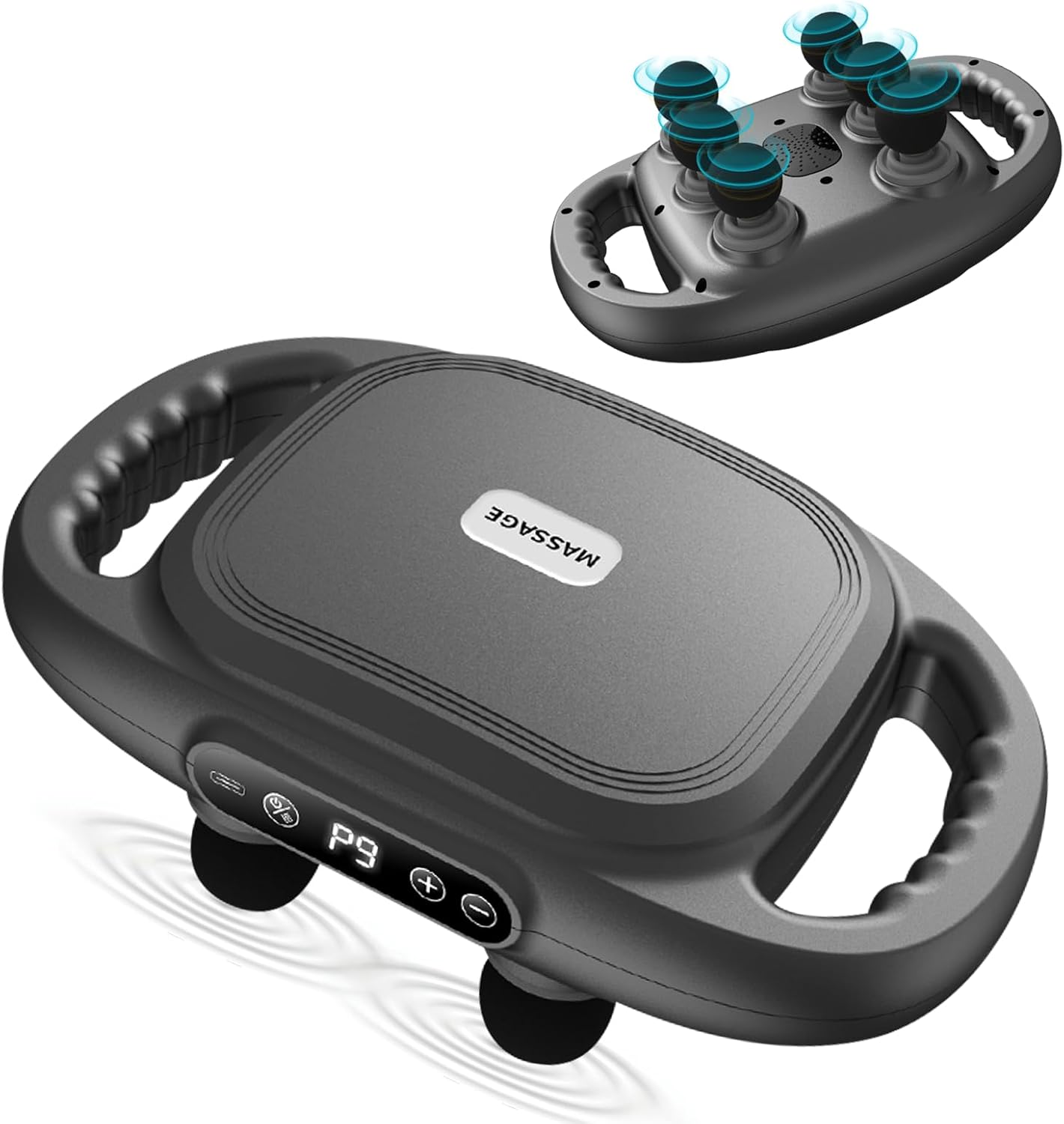 Deep tissue massage gun, suitable for both men and women, with a 6-head muscle massager. The gun massager is designed for pain relief in the back, neck, legs, and throughout the body - gray.