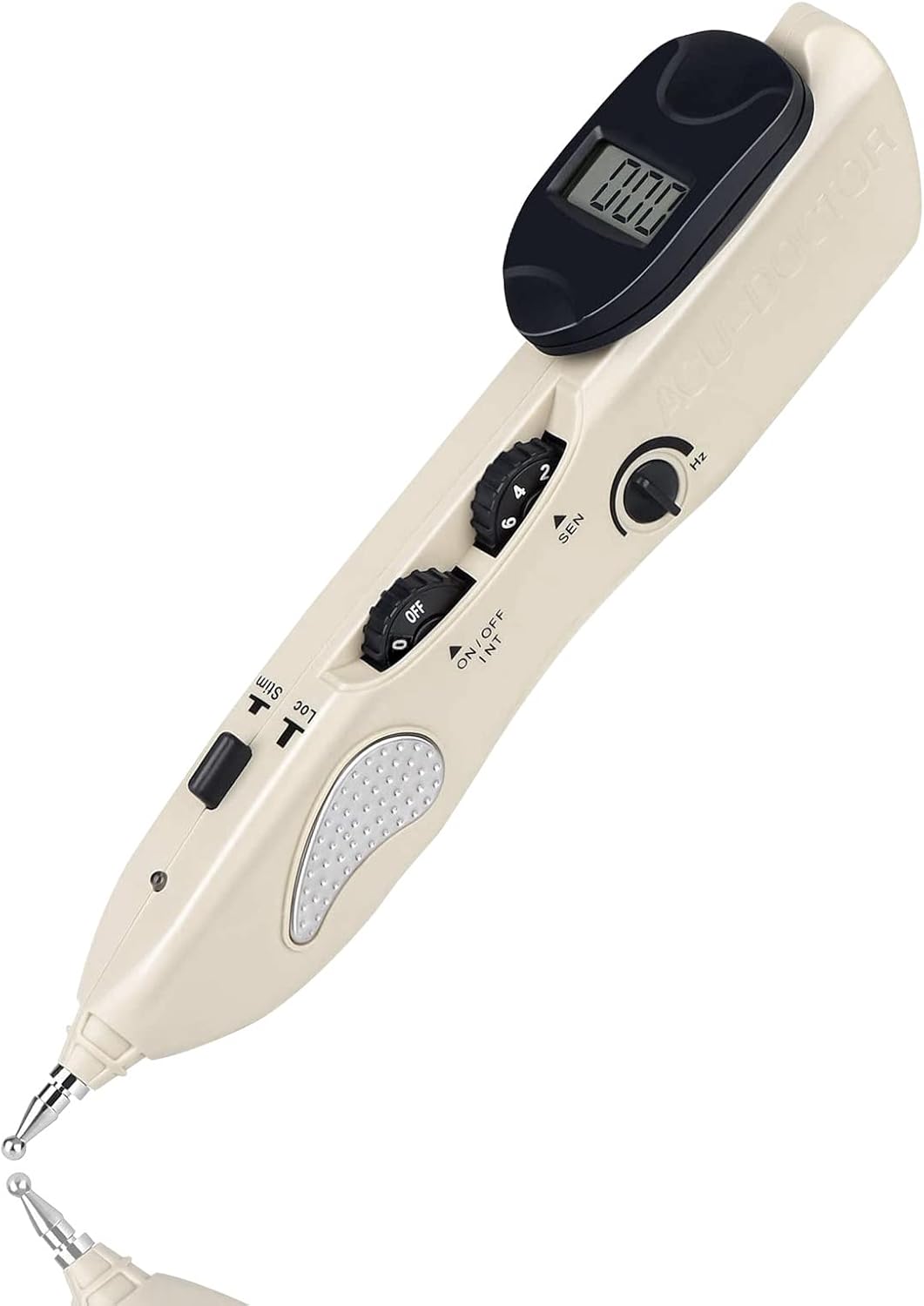 The electronic acupuncture pen automatically finds acupoints with 3 rechargeable massage heads.