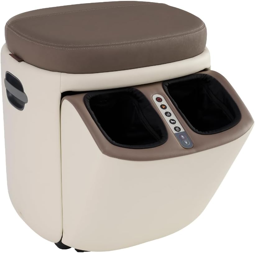 Human Touch Reveal Foot & Calf Massager Ottoman - Heated Air Compression, 3 Auto-Massage Programs & Adjustable Intensity for Stress Relief, Plantar Fasciitis, & Circulation - Includes 1-Year Warranty
