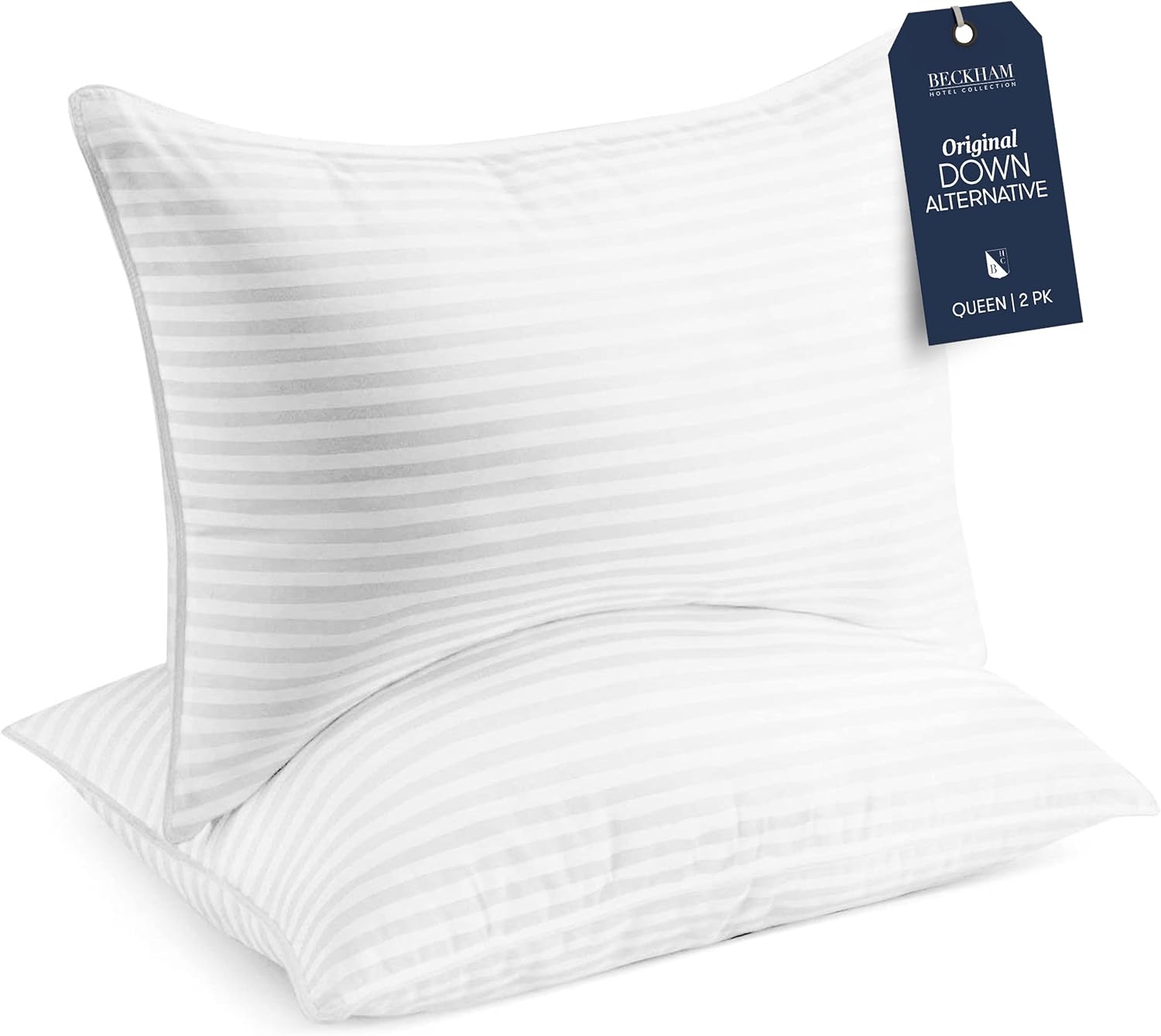 Beckham Hotel Series Gel Pillows (Pack of 2) - Luxury Plush Gel Pillows - Dust Mite and Low Allergy, Cotton, Queen