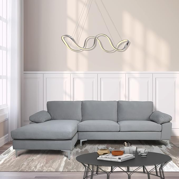 Modern Combination Sofa Gray /2 Seats, Left-Hand Reclining Chair is Suitable for Living Room and Office