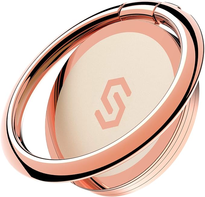 Syncwire Cell Phone Ring Holder Stand, 360 Degree Rotation Finger Ring Kickstand with Polished Metal Phone Grip for Magnetic Car Mount Compatible with iPhone, Samsung, LG, Pixel - Rose Gold