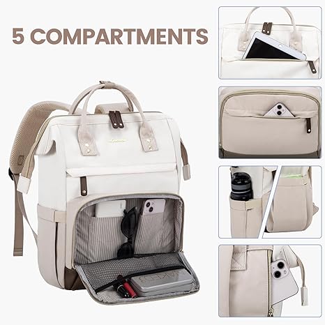 LOVEVOOK Laptop Backpack for Women, 15.6 Inch Work Business Backpacks Purse with USB Port, Large Capacity Nurse Bag College Bookbag for School, Waterproof Casual Daypack for Travel