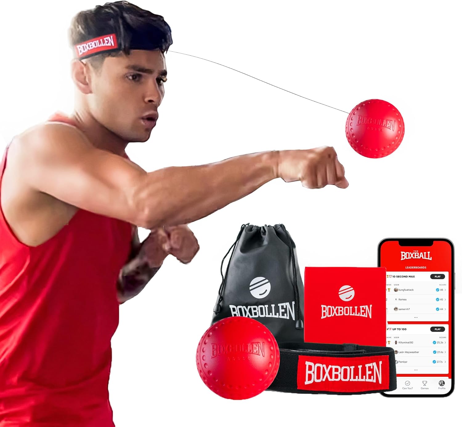 Original with App, Used by Celebrities - MMA Gear Boxing Ball - Reflex Ball with Adjustable Strap - Interactive Boxball App Integration