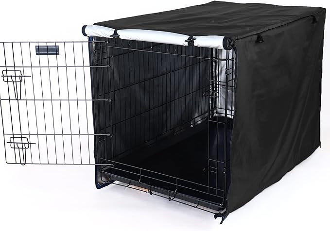 kefit Dog Crate Cover 24 inch, Kennel Cover for Dog Cage, Black