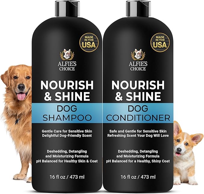 Dog Shampoo and Conditioner Set for Allergies, Itching & Daily Use | Itchy Skin Relief & Odor Control | with Lavender & Rosemary Oils for Calming | Safe for Sensitive Skin | All Dogs, 16 fl oz x 2