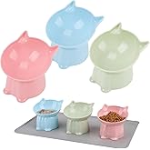 3 Pcs Elevated Cat Bowls 15°Cat Elevated Food Bowl with Silicone Mat Cat Bowls Elevated Whisker Friendly Anti Vomiting Cat El