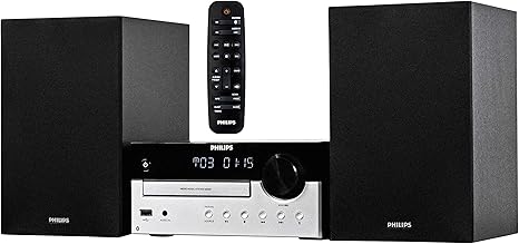 PHILIPS Bluetooth Stereo System for Home with CD Player, MP3, USB, Audio in, FM Radio, Bass Reflex Speaker, 60W, Remote Control Included