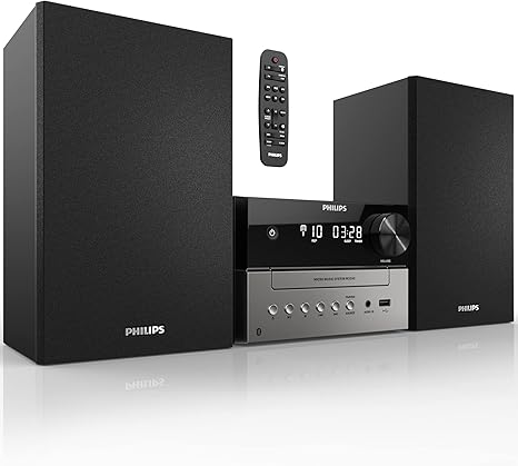 Philips Bluetooth Stereo System for Home with CD Player, Wireless Streaming, MP3, USB, Audio in, FM Radio, 15W, Micro Music Sound SystemPhilips Bluetooth Stereo System for Home with CD Player, Wireles