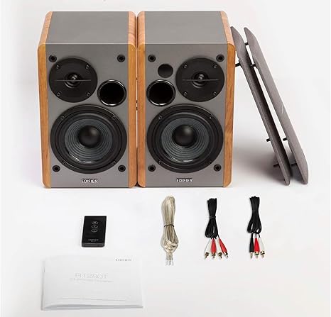 Edifier R1280T Powered Bookshelf Speakers - 2.0 Active Near Field Studio Monitor Speaker - Wooden Enclosure - 42 Watts RMS Power Roll over image to zoom in Edifier R1280T Powered Bookshelf Speakers -