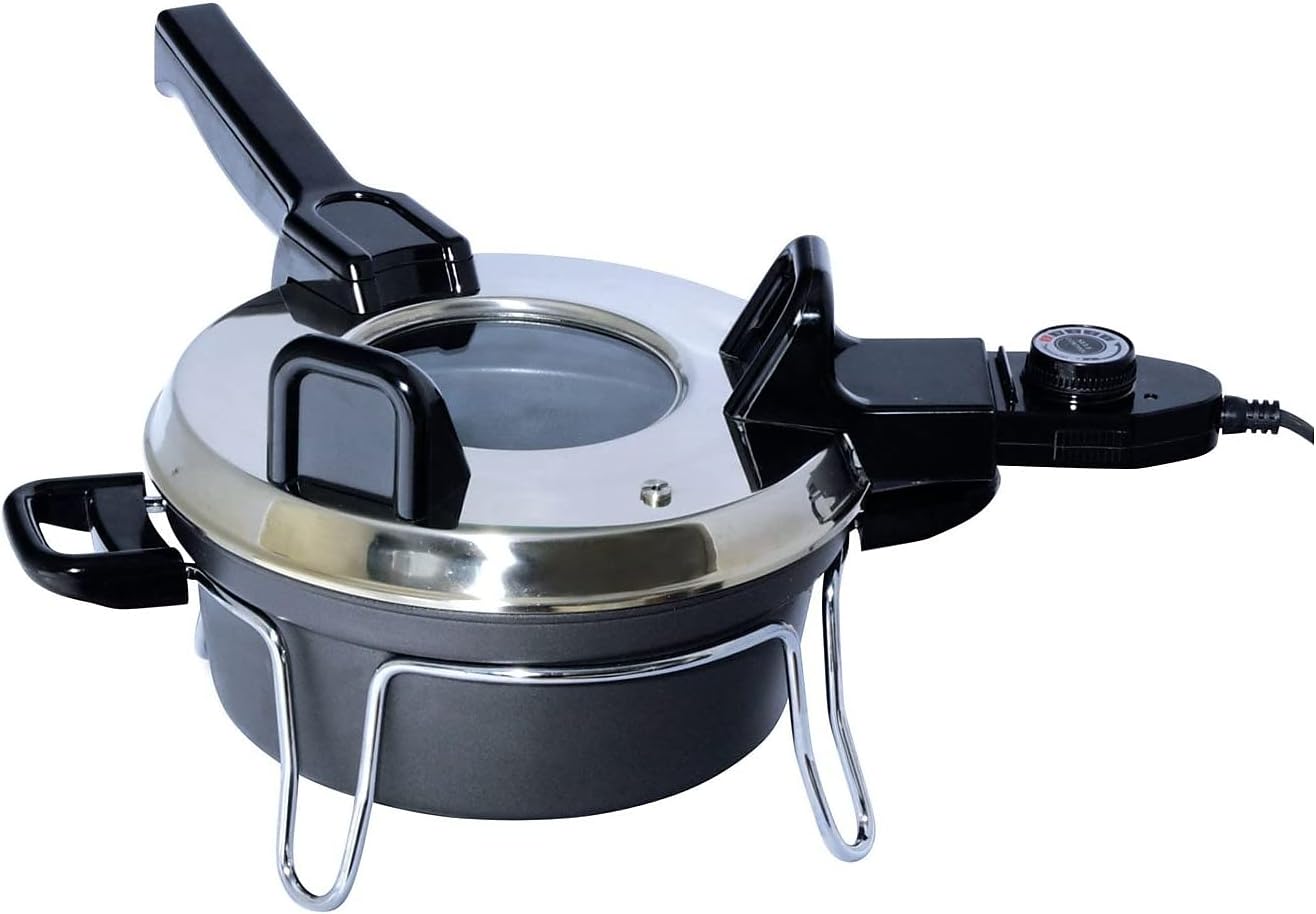 Total Chef Czech Cooker The Ultimate Electric Oven with Adjustable Thermostat Versatile Cooking Options Efficient Heating Non-Stick Pot Portable Design and Heat-Safe Stands