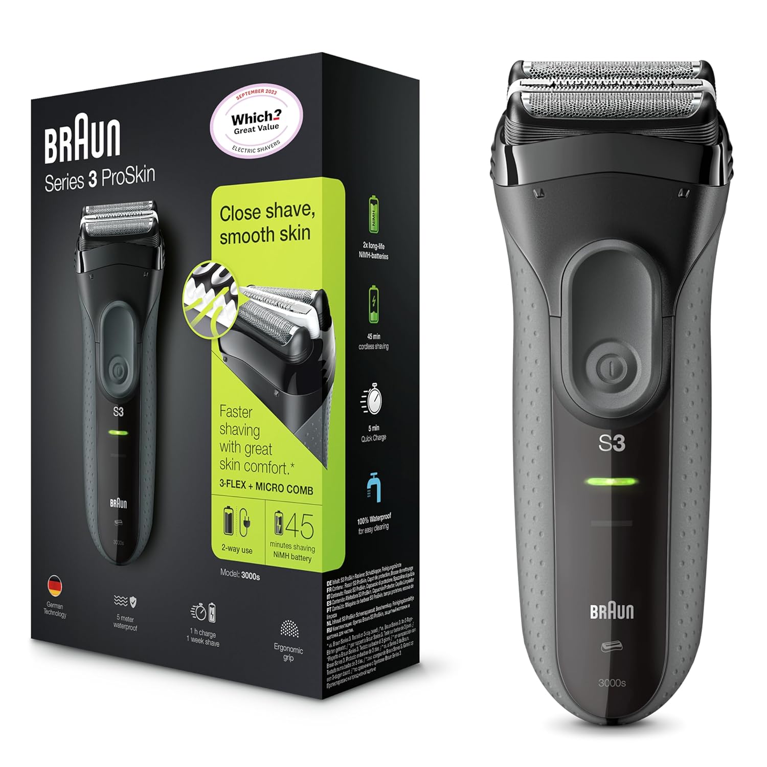 Braun Electric Razor for Men Foil Shaver, Rechargeable, Black, 4 Piece Set