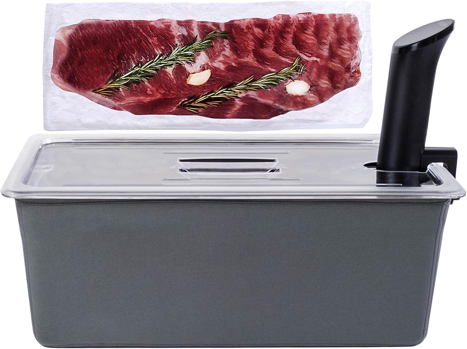 Large vacuum containers with lids and insulating sleeves | Sous Vide Accessories | Compatible with Anova, Anova Nano, Joule, Instant Pot, Vacuum Pot (26 quarts)