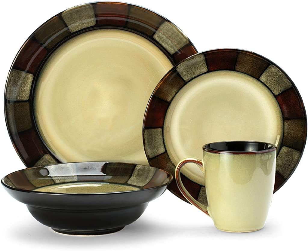 Pfaltzgraff Taos 16-piece ceramic dining set, for 4 people, beige/olive