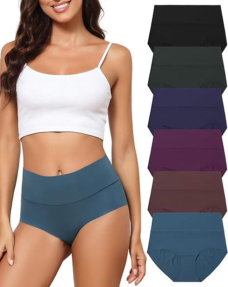 LEVAO Women's High Waist Seamless Underwear Full Coverage Brief No Show Panties Sexy Comfortable Pantie Multi Pack
