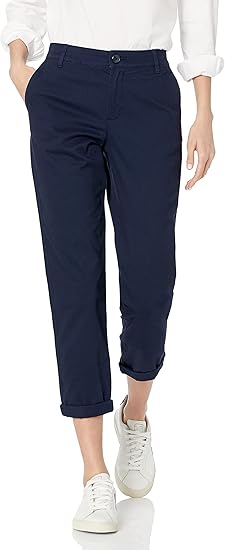 Essentials Women's Mid-Rise Slim-Fit Cropped Tapered Leg Khaki Pant (Available in Plus Size)