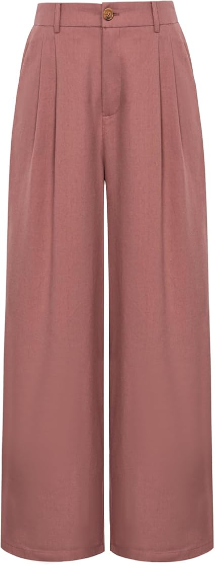 GRACE KARIN Wide Leg Pants for Women Cotton Linen Business Casual Long Trousers Palazzo Pants with Pocket