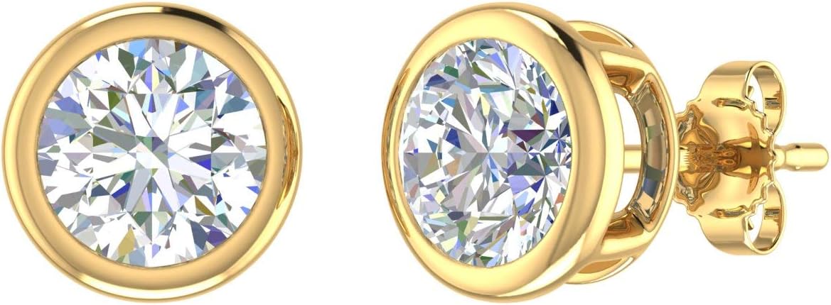 2 Carat Diamond Stud Earrings in 14K Gold - IGI Certified