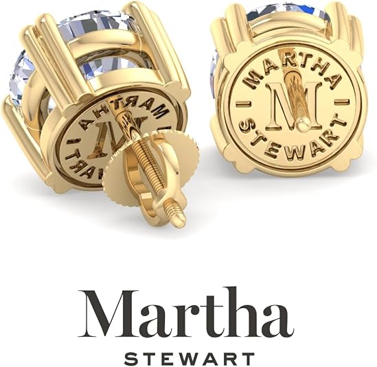 Martha Stewart Lab Grown Diamond Stud Earrings in 14 Karat Gold, Lab Grown Diamond Earrings for Women