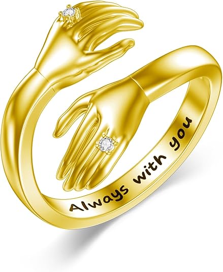 Diamond Hug Ring for Women 925 Sterling Silver Always With You Hug Rings with Lab Grown Diamond Jewelry Gifts for Loved Ones Adjustable Hug Rings