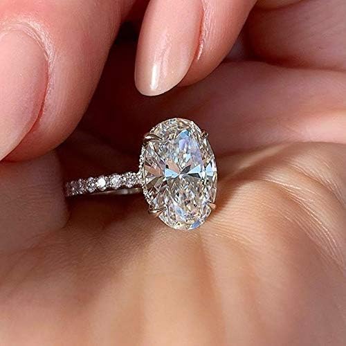 ZDIFDIC 3CT 925 Sterling Silver Engagement Rings Oval Cut Solitaire Cubic Zirconia CZ Wedding Promise Rings for Her Classic Simulated Diamond Bands for Women Size 6-10(9#), KE-TY22-BJ09