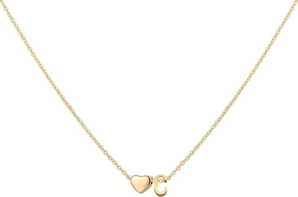 Initial Heart Necklace 18K Gold Plated Stainless Steel Tiny Heart Letter Necklace Personalized Monogram Name Necklace for Women