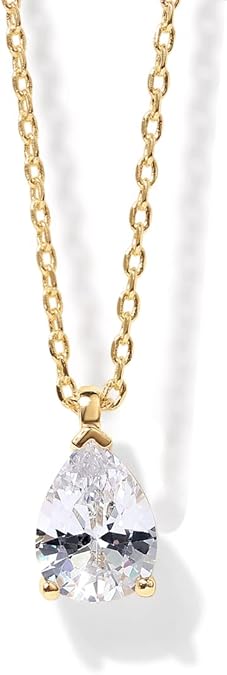 PAVOI 14K Gold Plated Cubic Zirconia Diamond Pendant Necklace for Women | Adjustable Slider