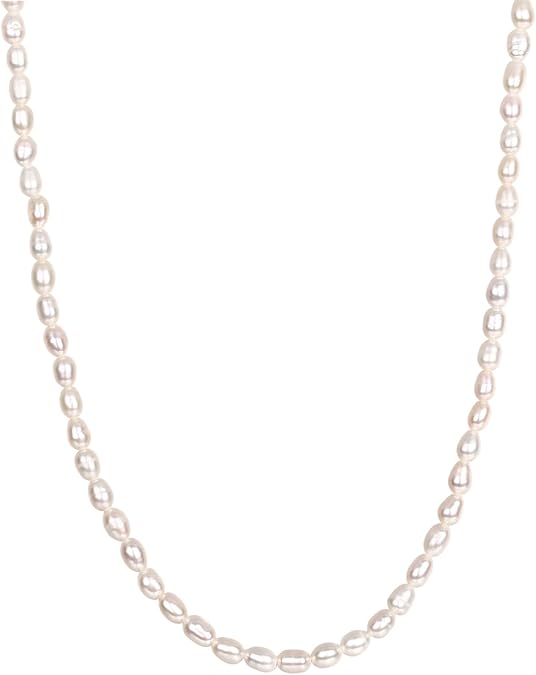 PAVOI 14K-18K Gold Plated Dainty Pearl Necklaces for Women - Station Beaded Choker Paperclip Chain Gold Pearl Necklace Bridal Jewelry